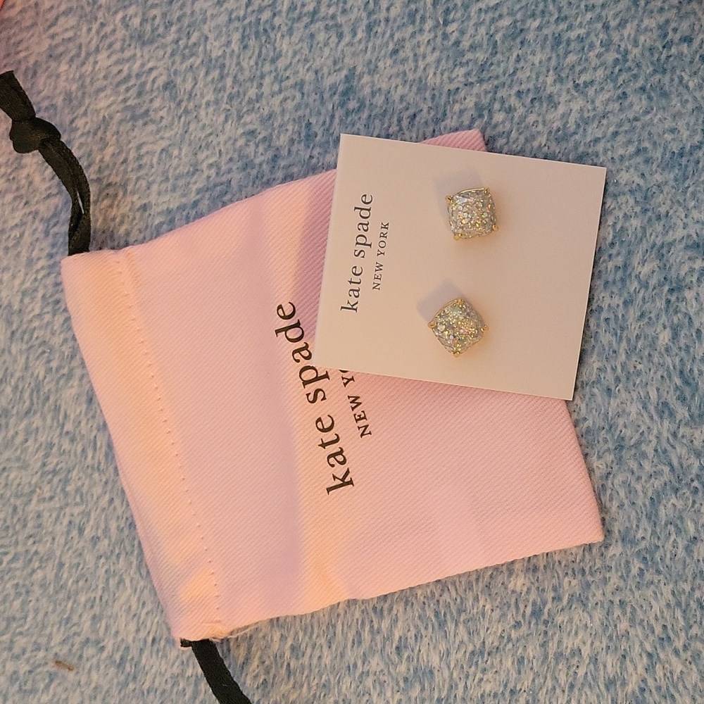 Glitter Square Stud Earrings Opal Glitter